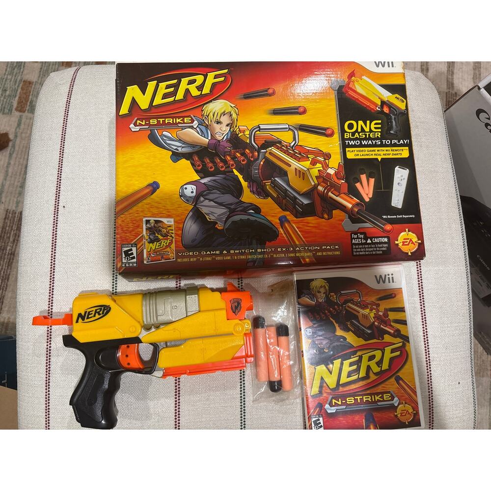 Nintendo Wii Nerf-N Strike Game Switch Shot Ex-3 Blaster Action Pack EA 2008